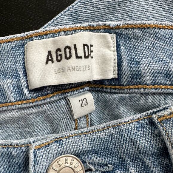 AGOLDE Womens Mid Rise Skinny Ankle Distressed Sophie Cotton Blend Light Wash 23 - Picture 7 of 9